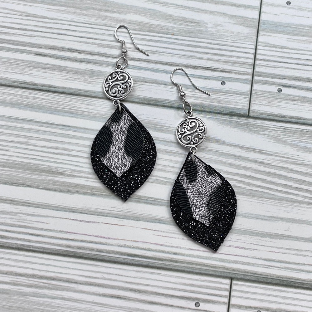 Faux leather dangle earrings